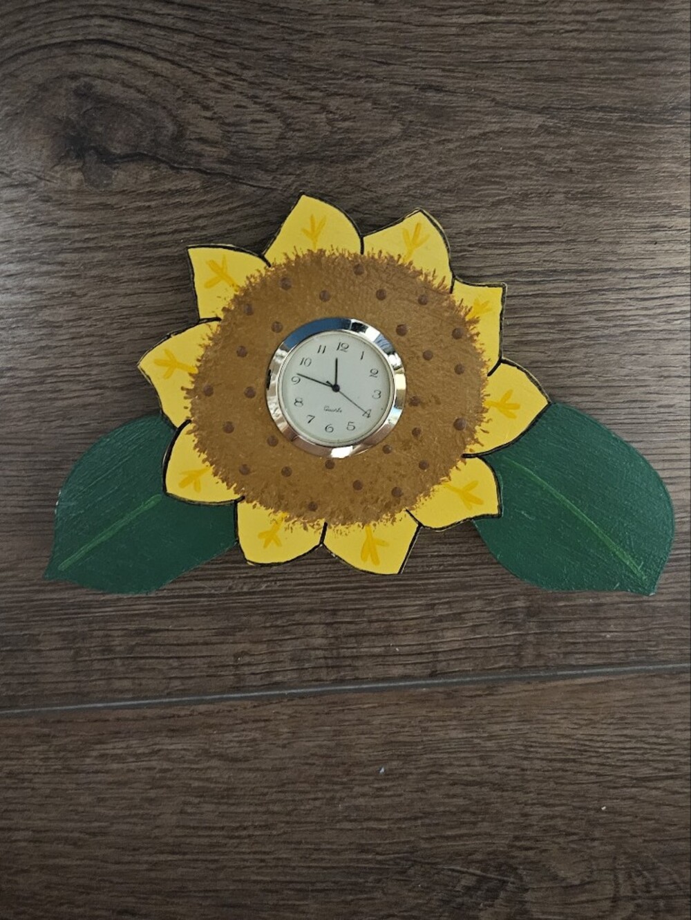 Vintage Sunflower Clock-handmade
